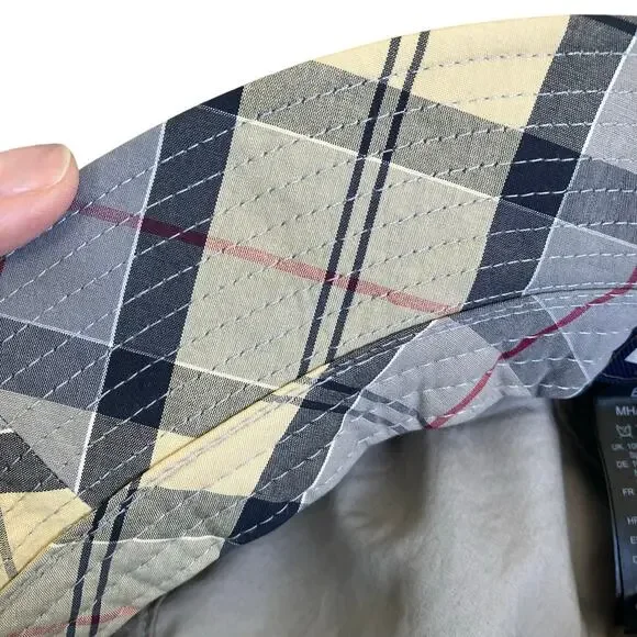 Barbour Mens Sz XL Tartan Bucket Hat Cream Grey Plaid Cassic - Picture 9 of 13